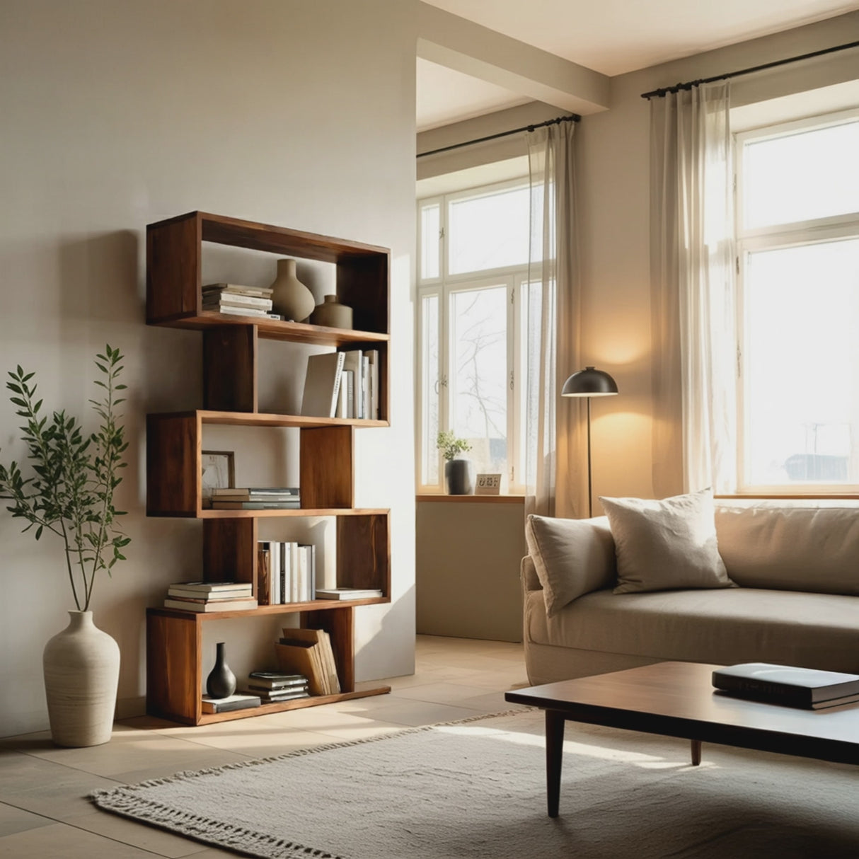 Modern Bookshelf Open Storage Display For Living Room