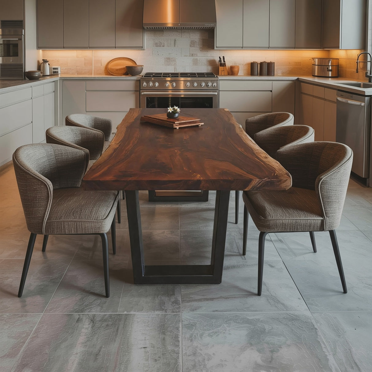 Kitchen Decor Mid Century Wooden Live Edge Dining Table