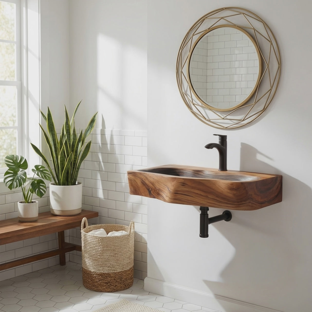 Farmhouse Solid Wood Vanity Sink For Bathroom Furniture Decor