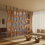 Artistic Sculptural Wood Room Divider For Living Room And Office