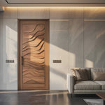 Modern Wave Carved Door Design With 3D Pattern For Hallway And Living Room