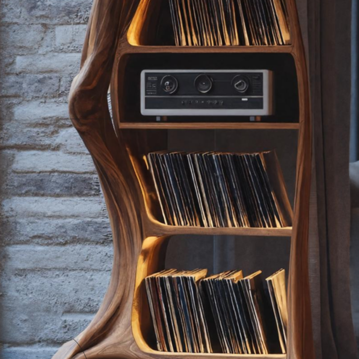 Handcrafted Wood Record Player Stand For Entryway