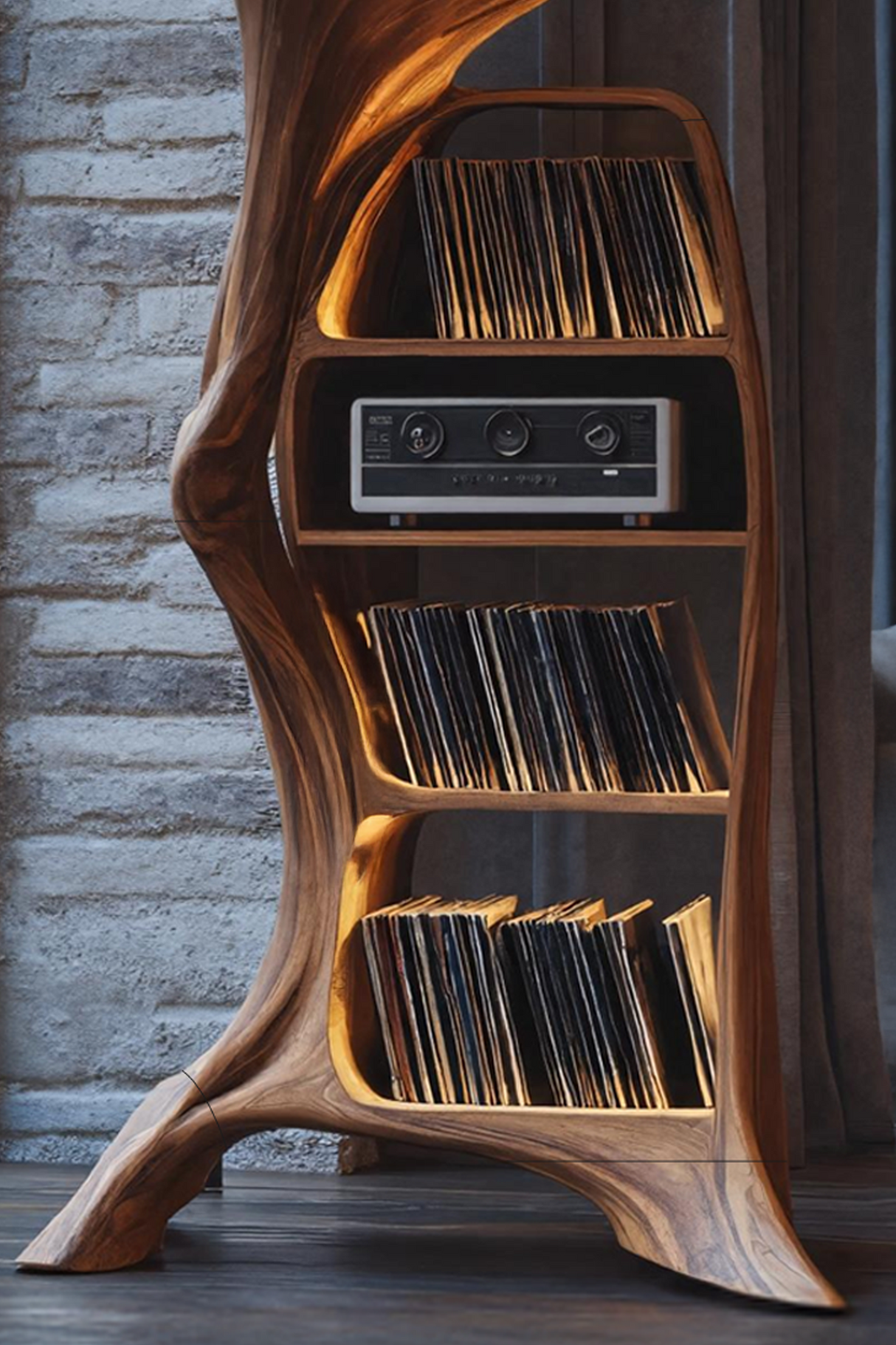 Handcrafted Wood Record Player Stand For Entryway