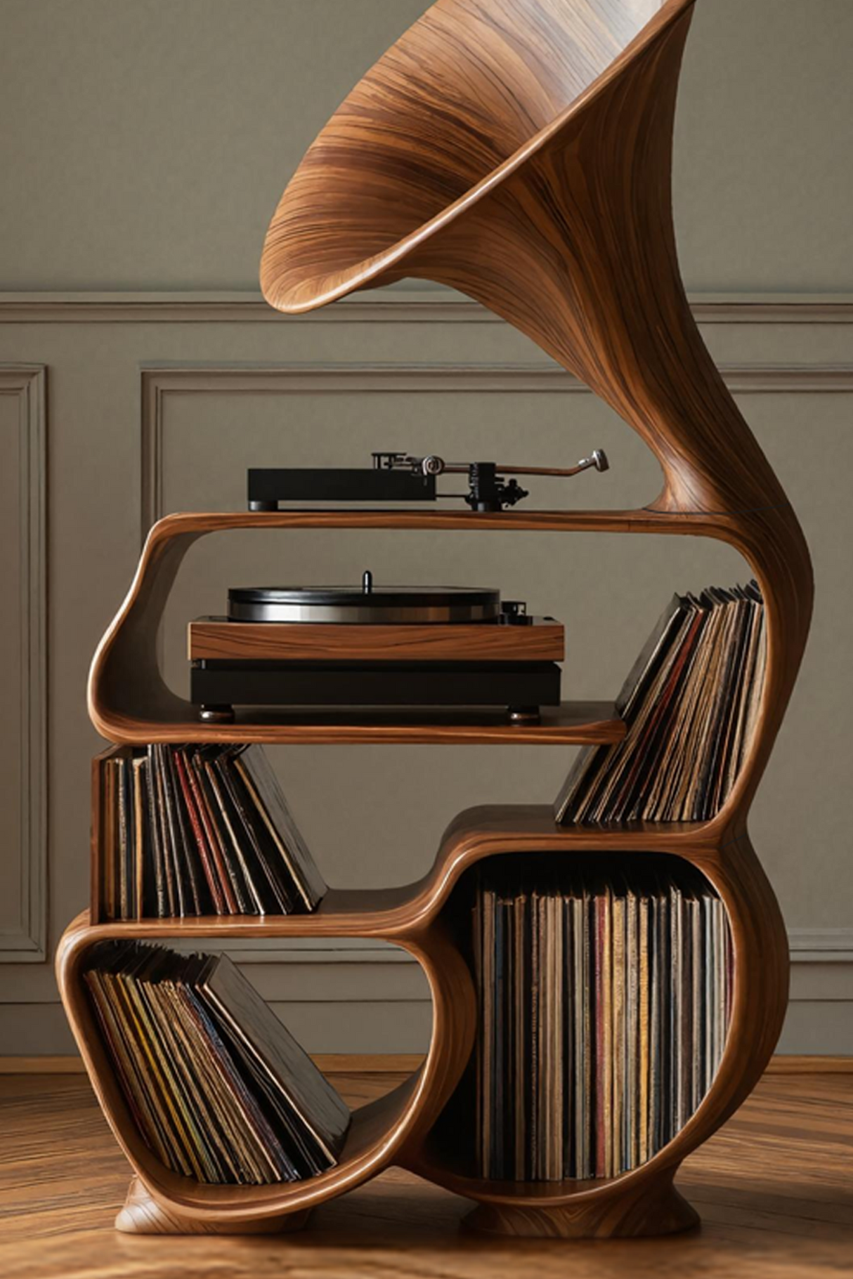 Mid Century Record Player Stand For Bedroom Decor