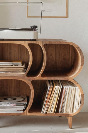 Farmhouse Wood Record Player Stand For Furniture Decor