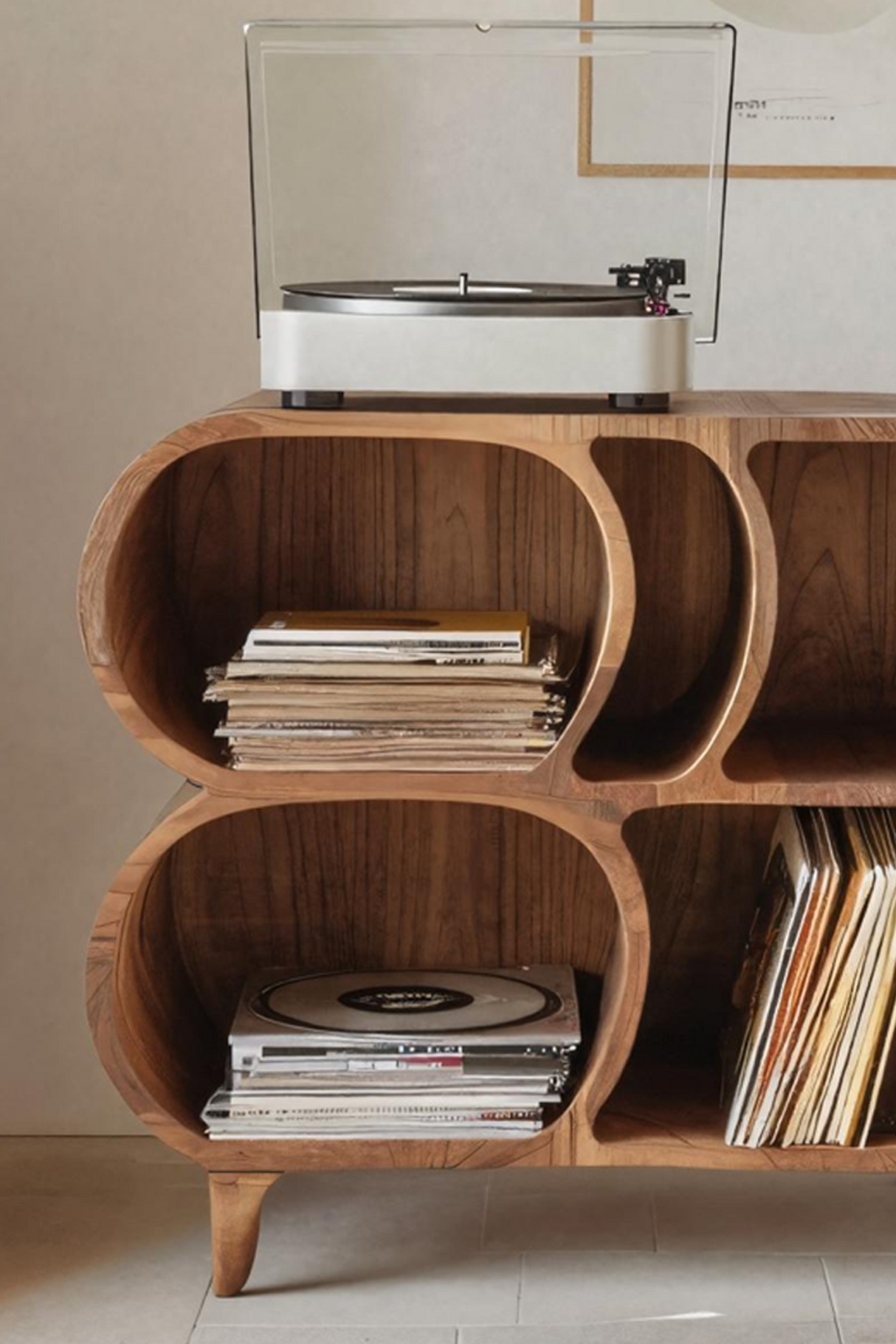Farmhouse Wood Record Player Stand For Furniture Decor