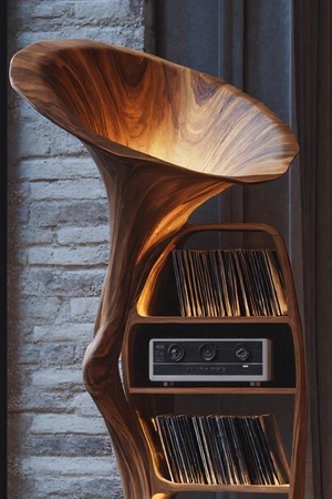 Handcrafted Wood Record Player Stand For Entryway