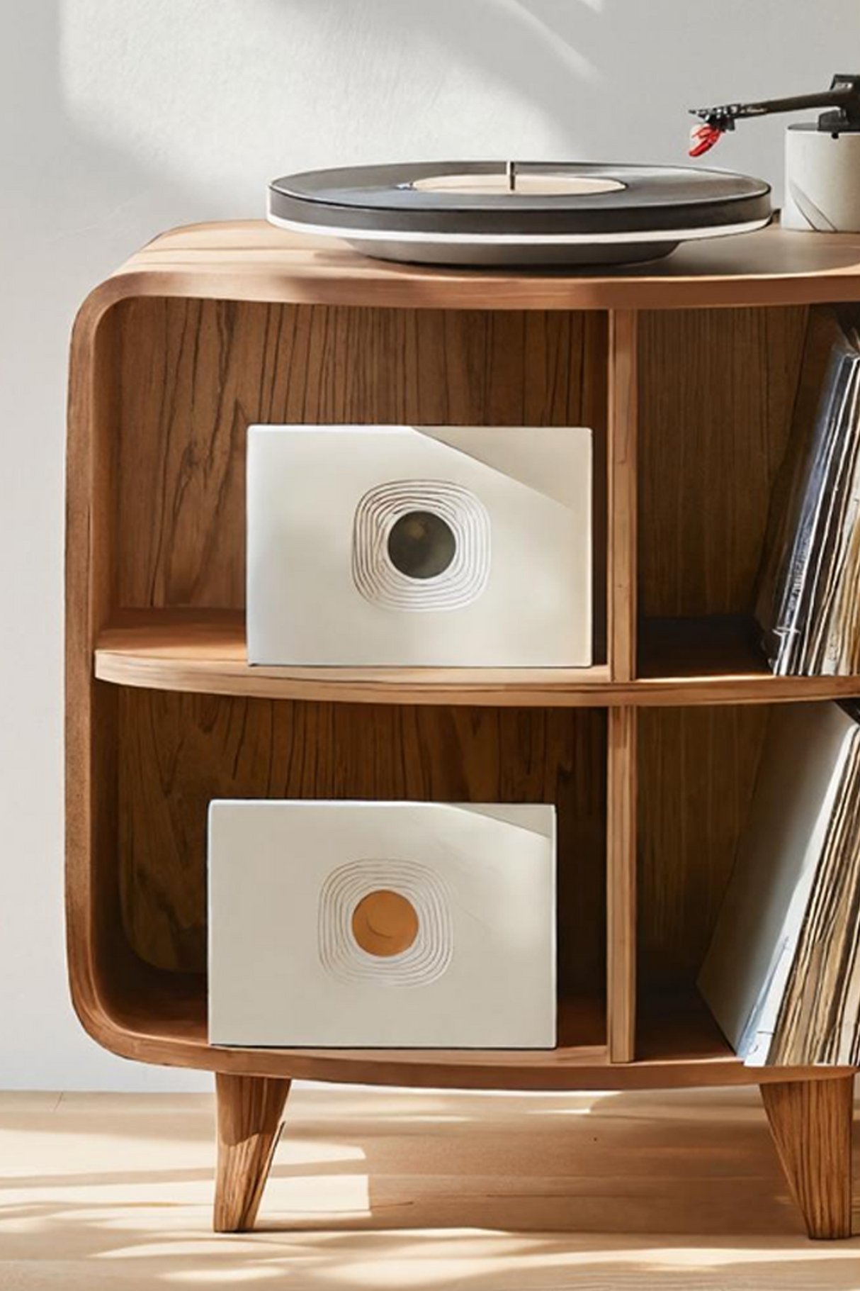 Mid Century Record Stand With Storage For Livingroom