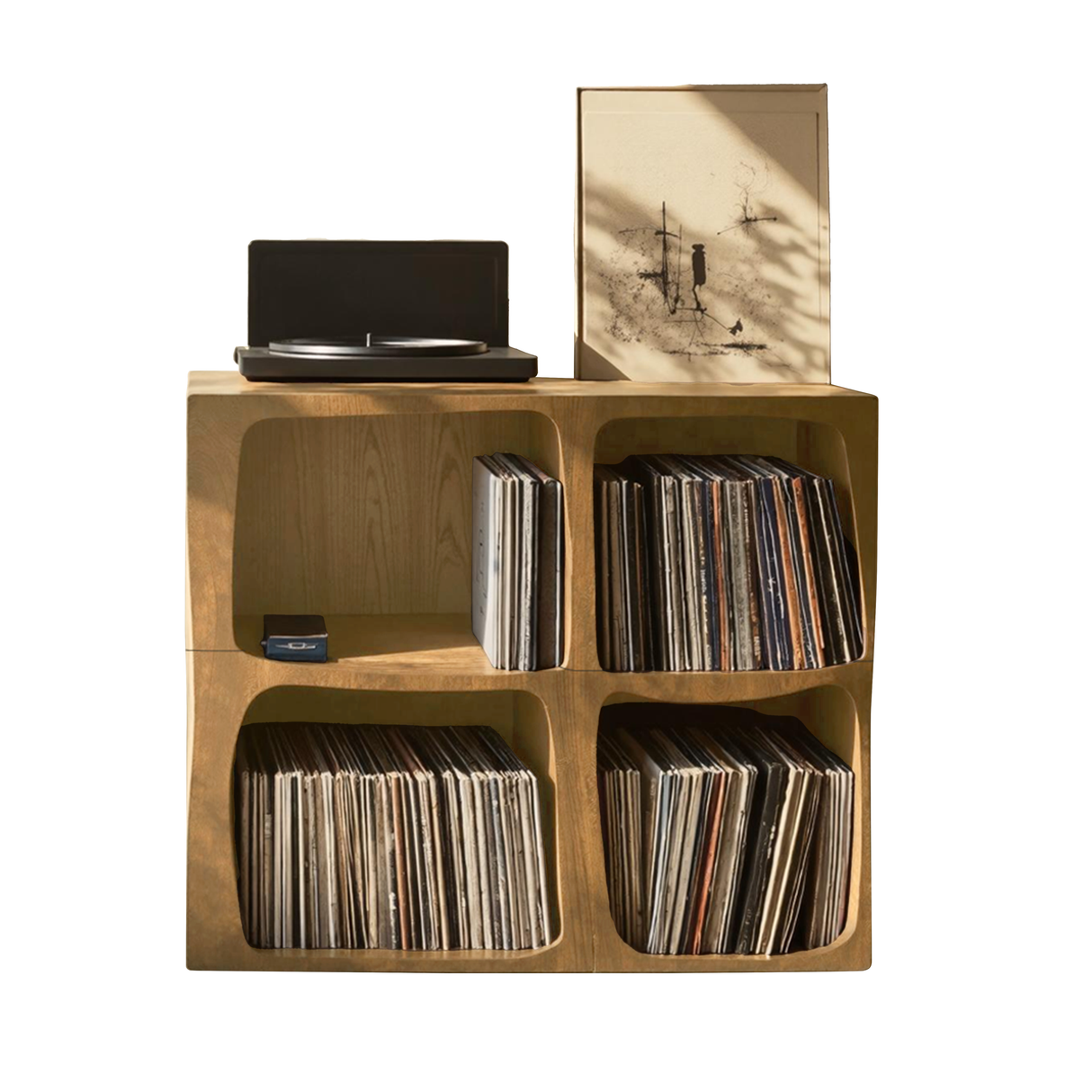 Mid Century Live Edge Record Stand Modern Living Room