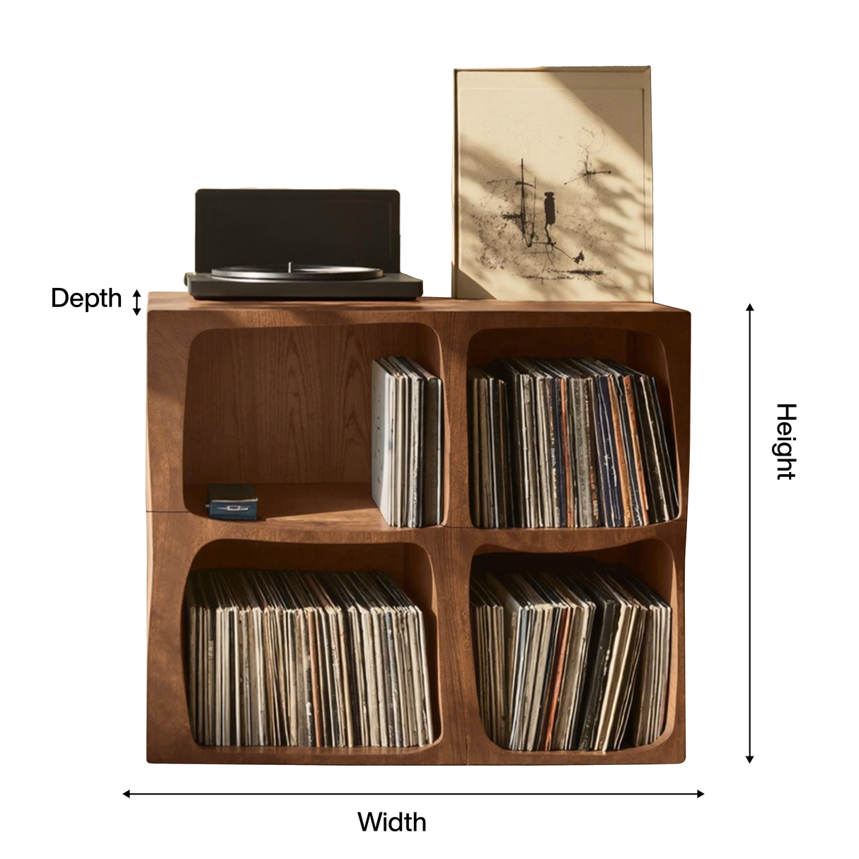 Mid Century Live Edge Record Stand Modern Living Room
