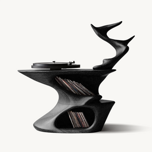 Rustic Live Edge Record Stand For Entryway