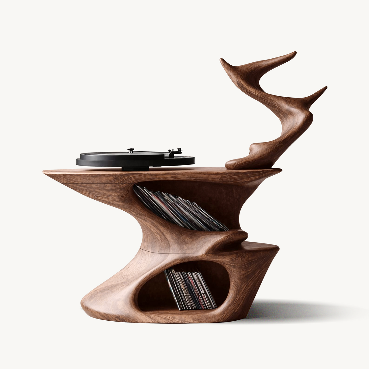 Rustic Live Edge Record Stand For Entryway