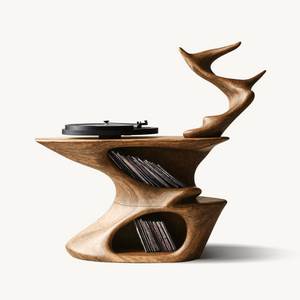 Rustic Live Edge Record Stand For Entryway