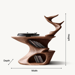 Rustic Live Edge Record Stand For Entryway