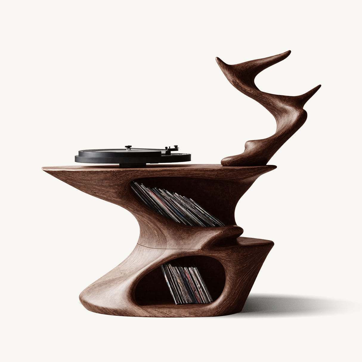 Rustic Live Edge Record Stand For Entryway