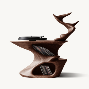 Rustic Live Edge Record Stand For Entryway