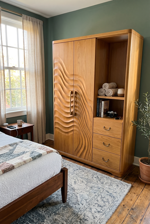 Scandinavian Organic Shape Closet For Apartment Bedroom Interior