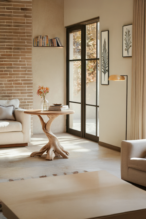 Rustic Solid Wood End Table For Living Room Stylish Wall Display