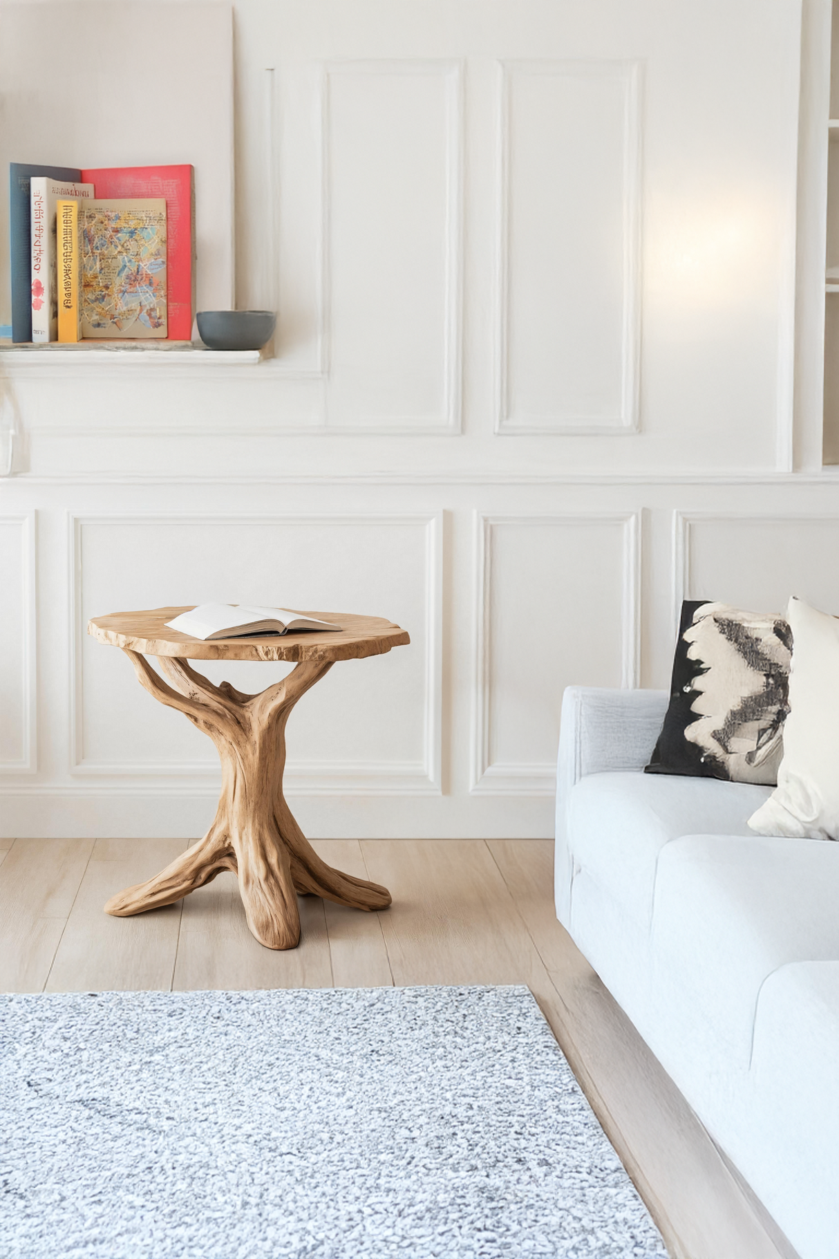 Farmhouse Round End Table For Entryway Design Stylish Furniture Decor