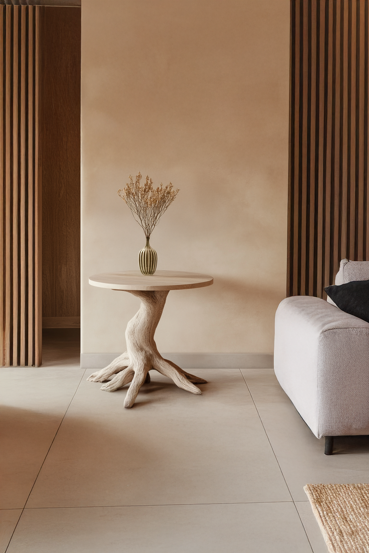 Farmhouse Solid Wood End Table For Living Room Stylish Wall Accent