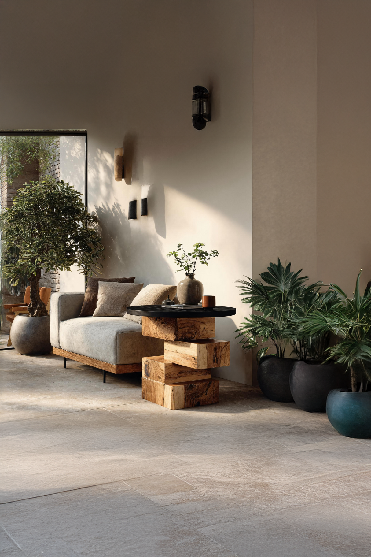 Handcrafted Wooden Side Table For Boho Furniture Styling