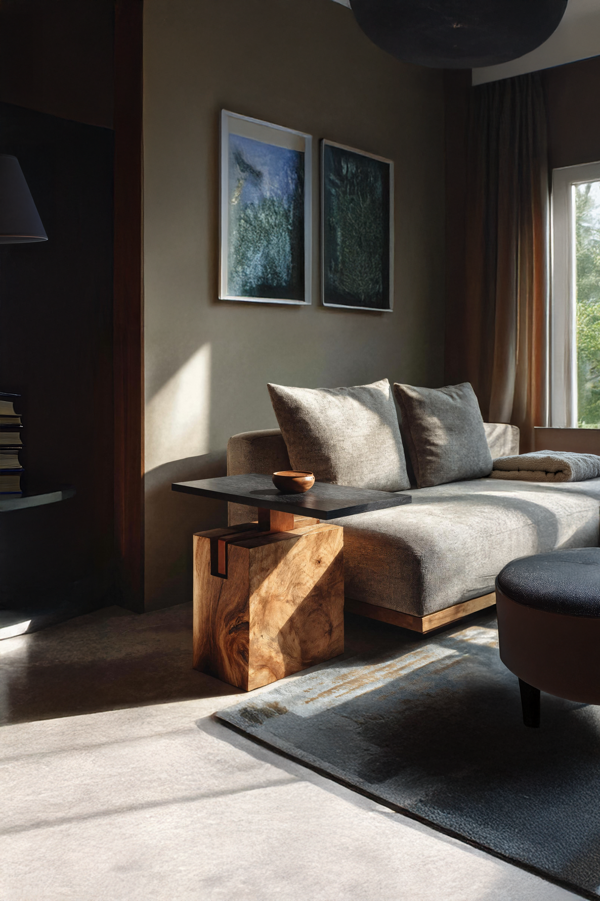 Handcrafted Solid Wood End Table For Coastal Home Style