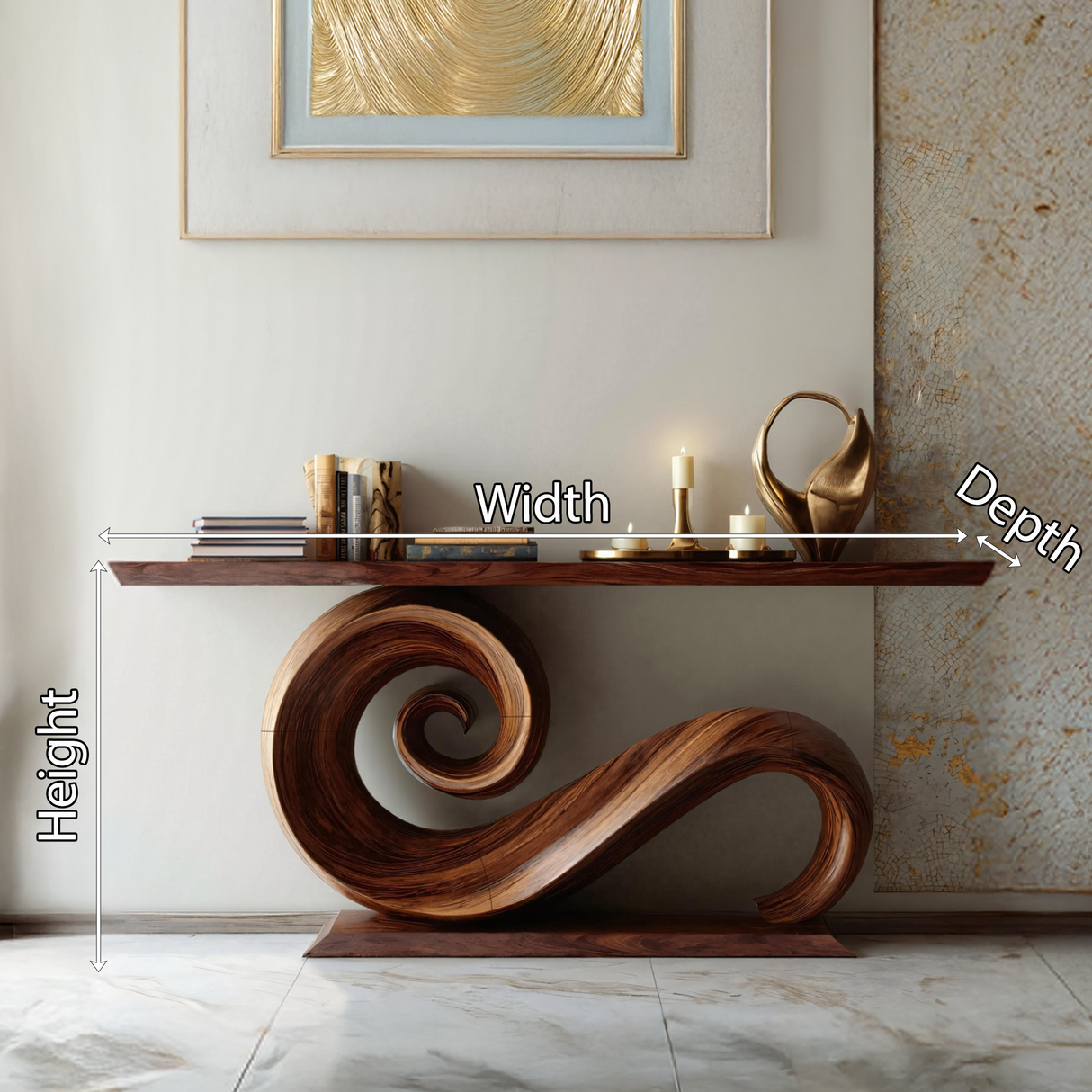 Modern Solid Wood Console Table Organic Live Edge For Entryway Design