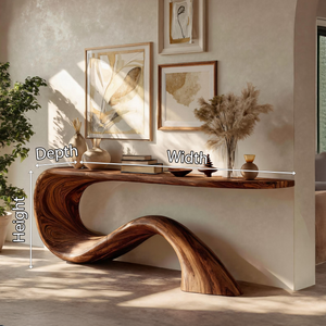 Modern Live Edge Entryway Table Organic Solid Wood For Home Decor