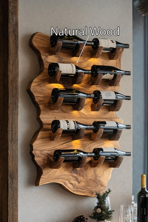 Farmhouse Wooden Live Edge Wine Holder For Furniture Decor