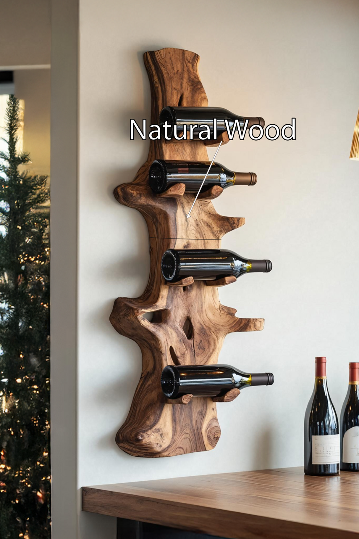 Handcrafted Live Edge Wine Holder For Modern Furniture Decor
