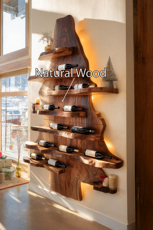 Farmhouse Live Edge Wine Holder For Living Room Wine Display