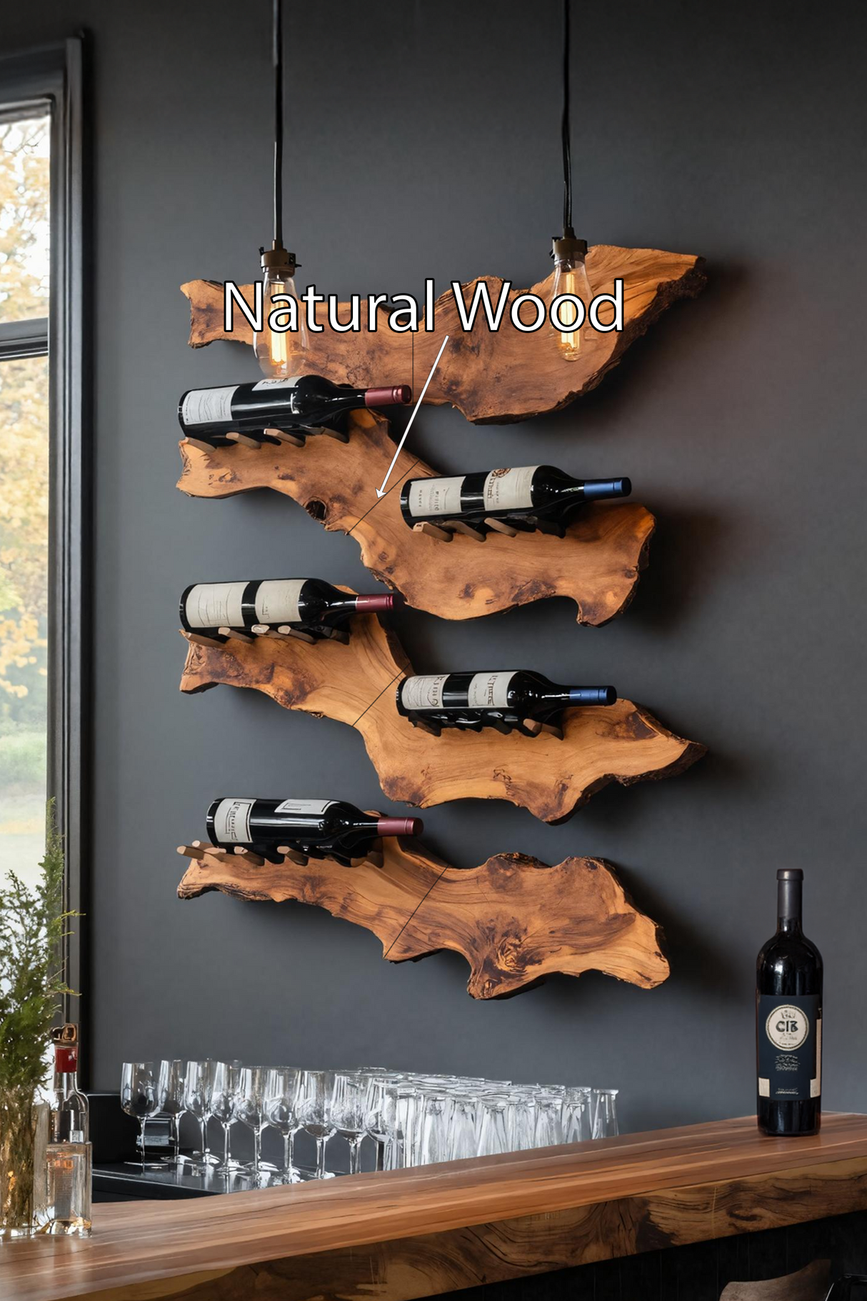 Farmhouse Wooden Wine Holder For Entryway Wine Storage Decor