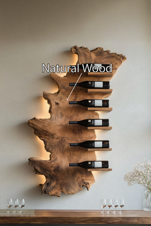 Handcrafted Wooden Live Edge Wine Holder For Bar Display Art