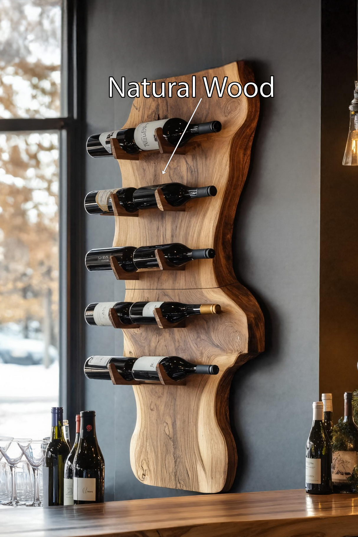 Modern Solid Wood Wine Rack For Living Room And Bar Display