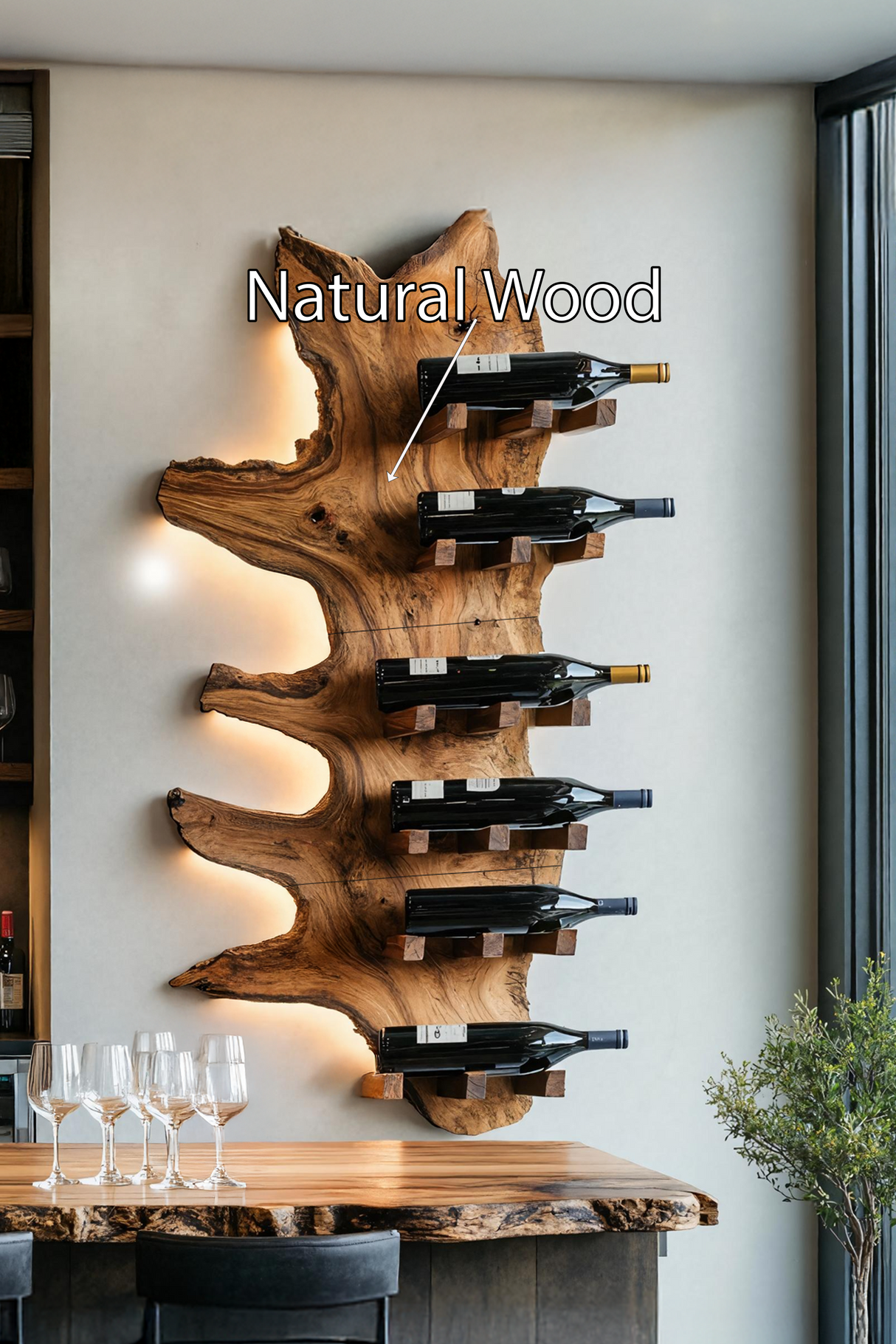 Modern Live Edge Wine Rack For Furniture Decor And Wine Shelf