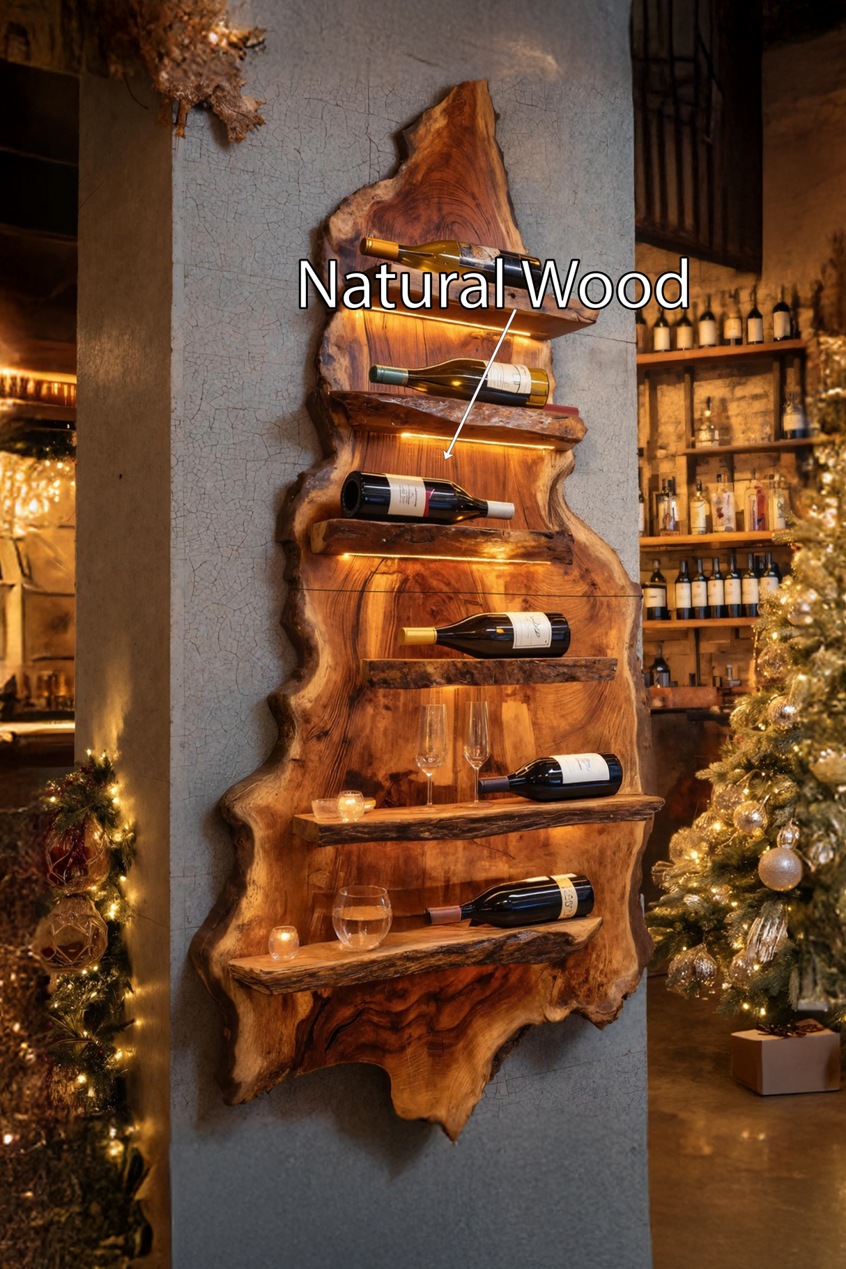 Modern Wooden Wine Rack For Bar Decor And Display Storage