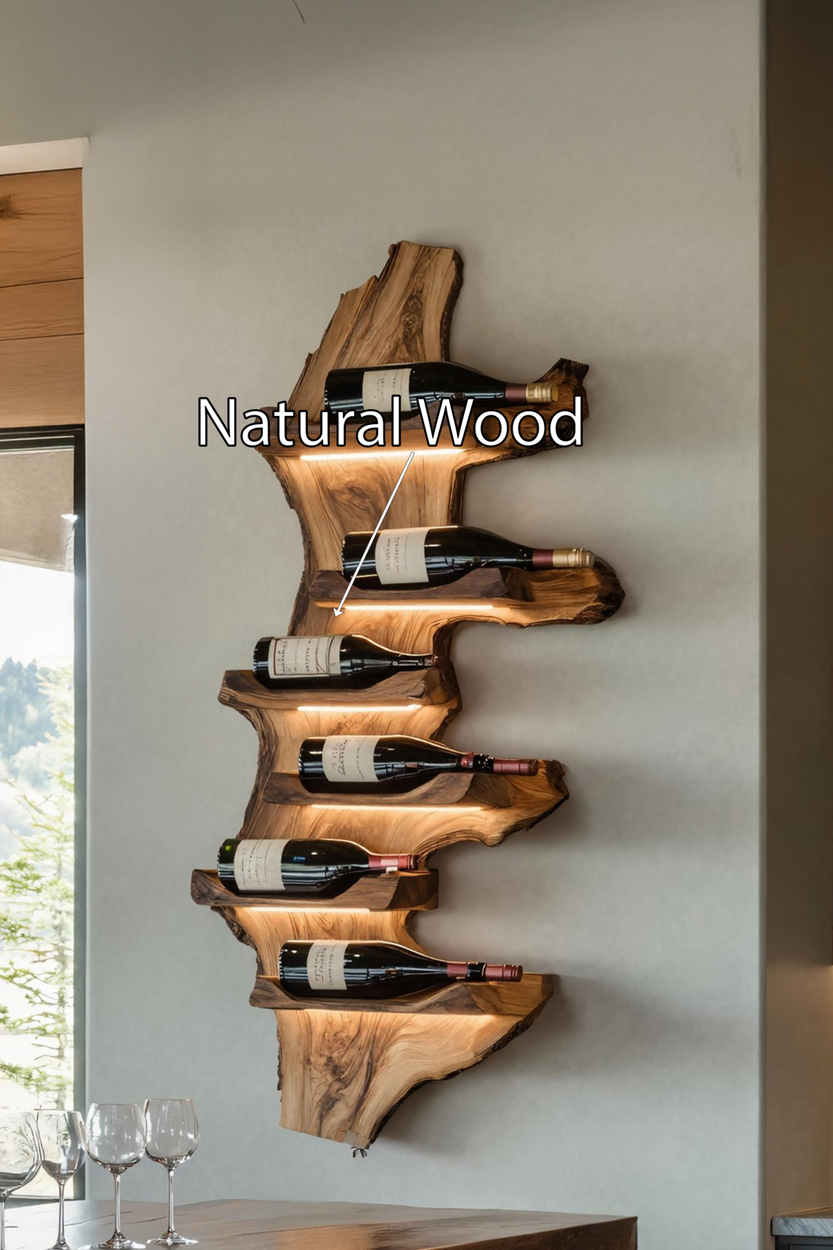 Farmhouse Live Edge Wine Holder For Entryway Furniture Decor