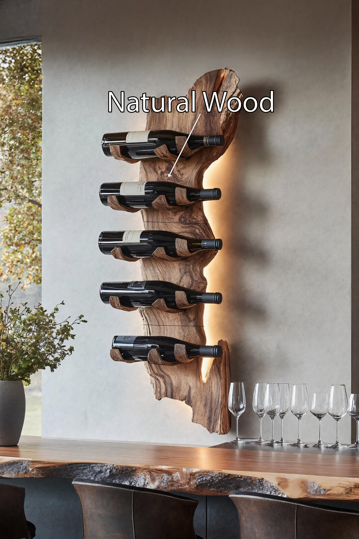 Farmhouse Solid Wood Wine Rack For Rustic Entryway Design
