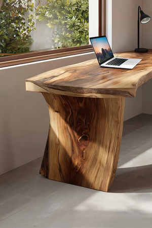 Farmhouse Wooden Live Edge Desk For Office And Study Room