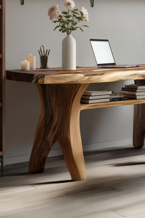 Mid Century Solid Wood Desk For Living Room And Studio