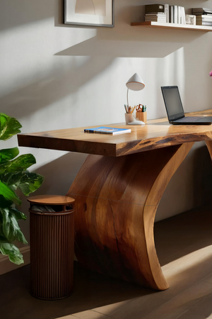 Handcrafted Wooden Live Edge Desk For Professional Office