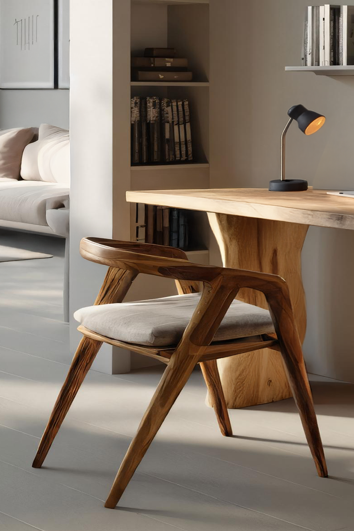 Modern Wooden Live Edge Desk For Small Home Office Setup