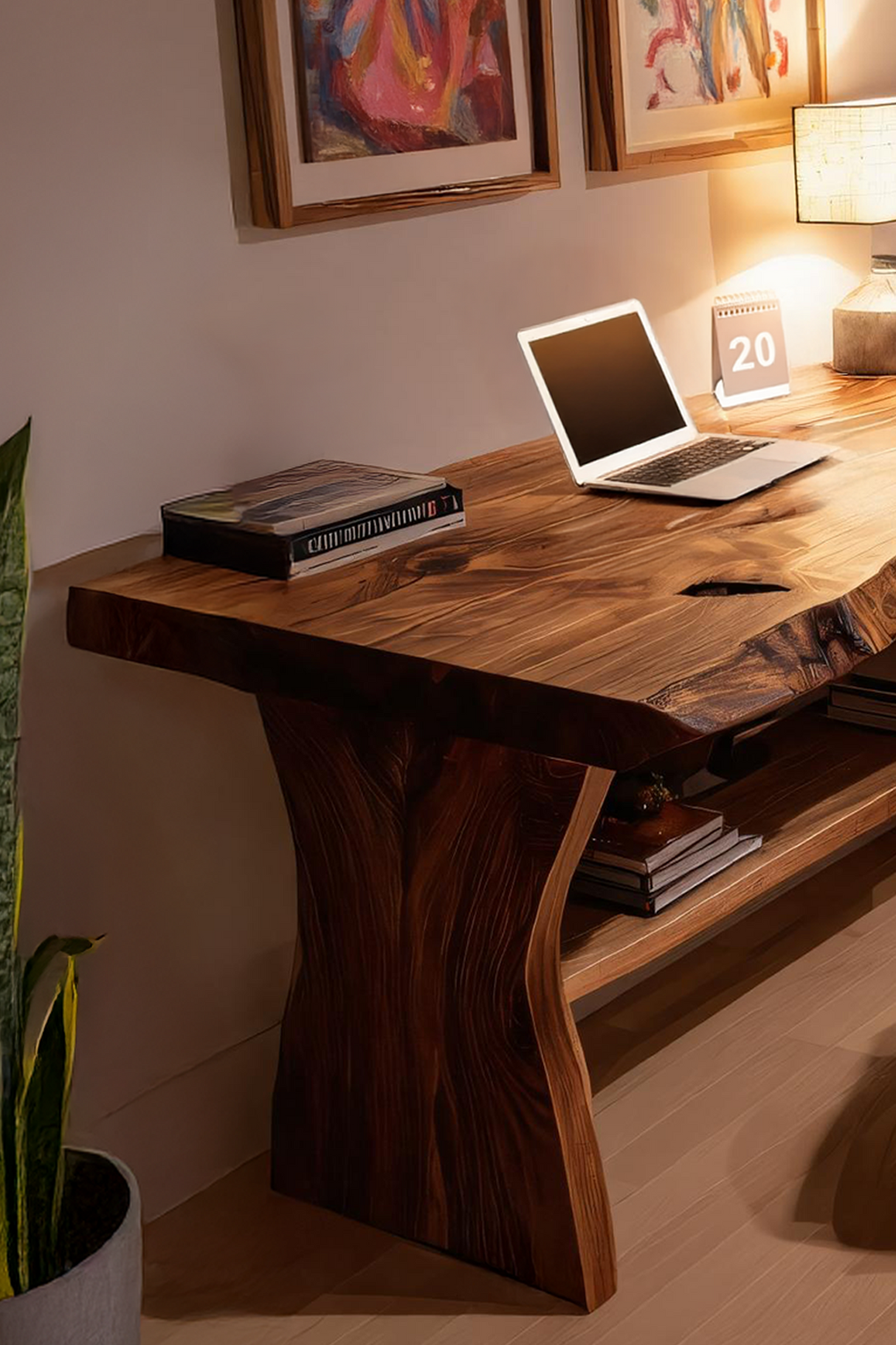 Handcrafted Wooden Live Edge Desk For Living Room Interior