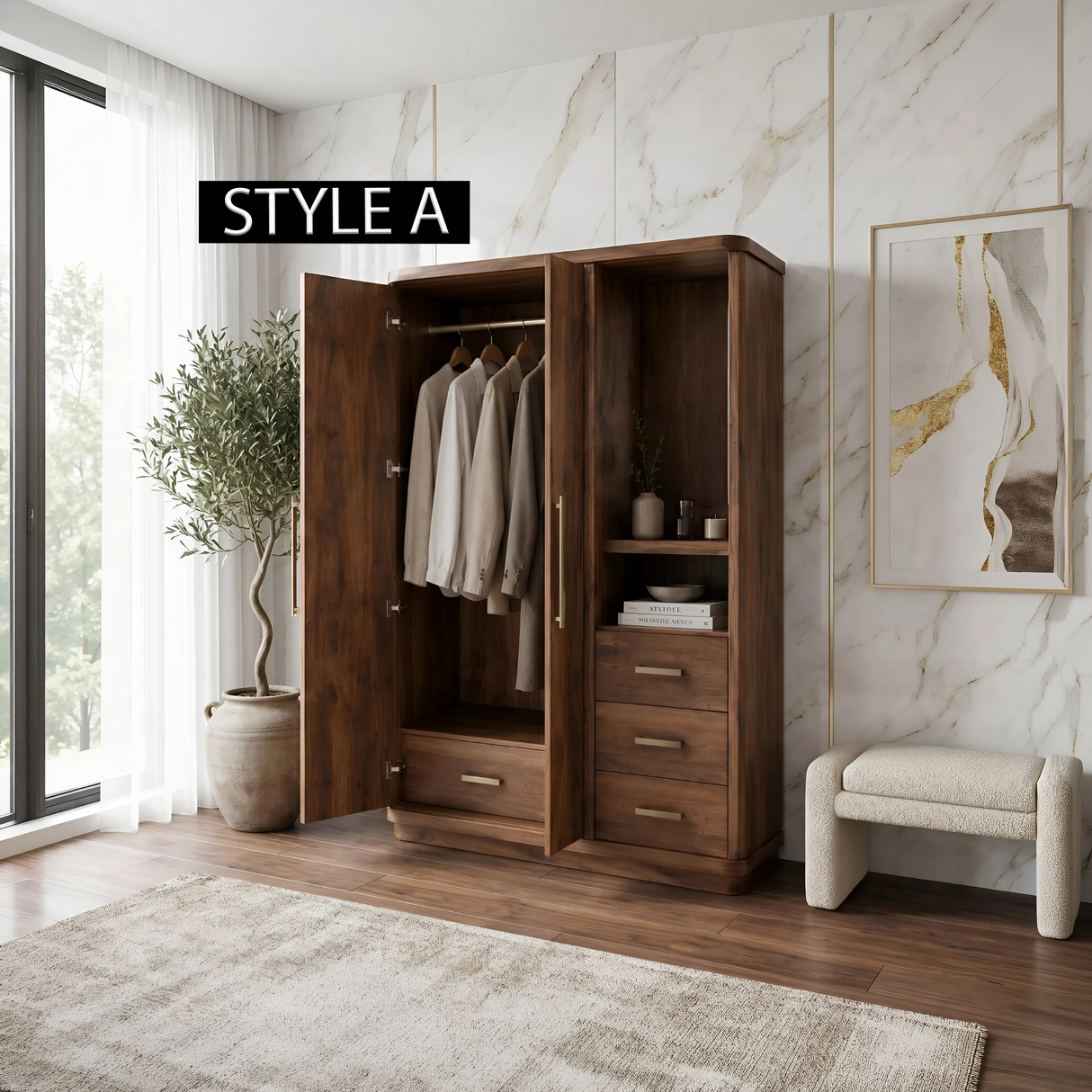 Modern Artistic Form Armoire For Open Lounge Bedroom