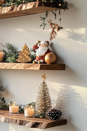 Handcrafted Live Edge Floating Shelf For Festive Xmas Entryway Design