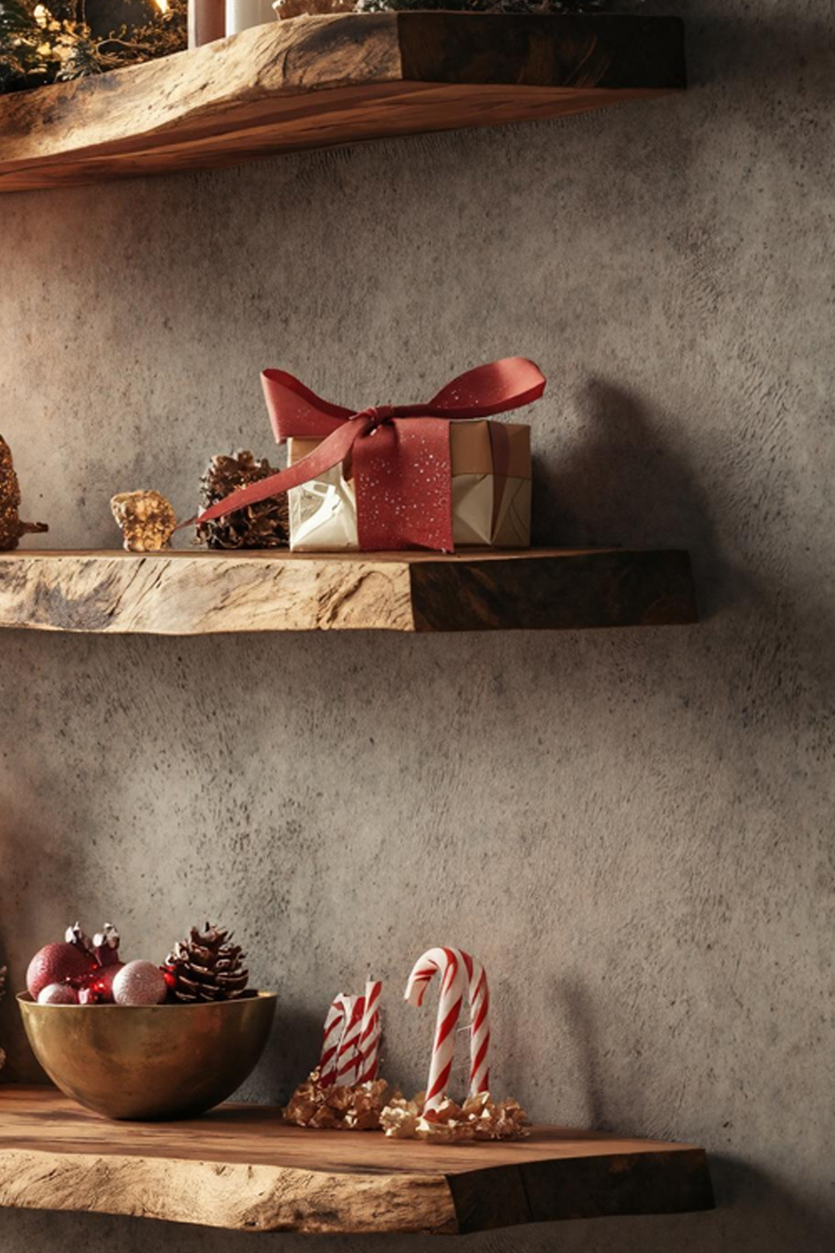 Farmhouse Wooden Floating Shelf For Christmas Entryway Living Room
