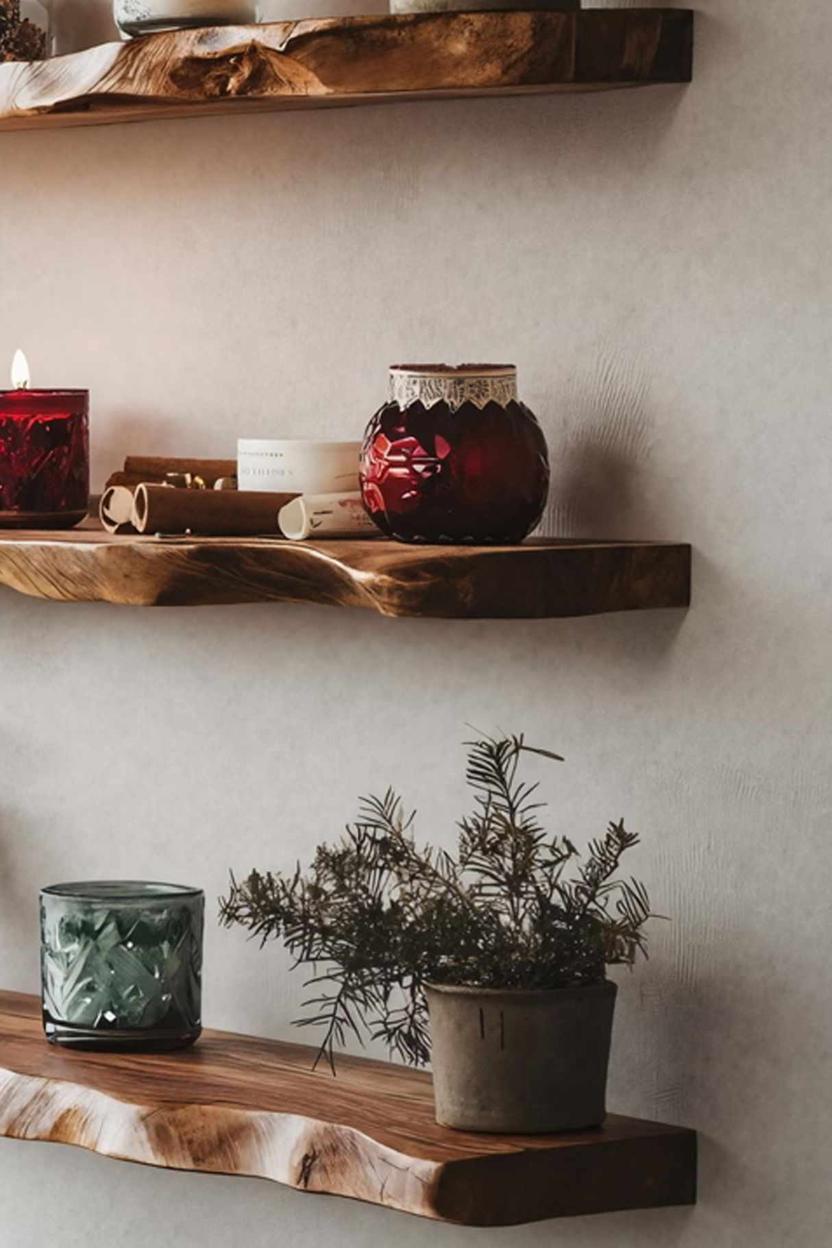 Modern Solid Wood Floating Shelf For Living Room Holiday Style
