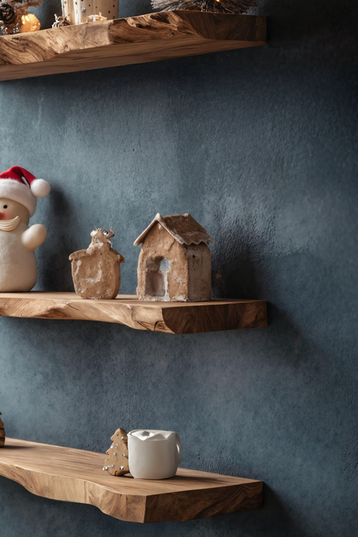 Handcrafted Live Edge Floating Shelf For Entryway Xmas Design