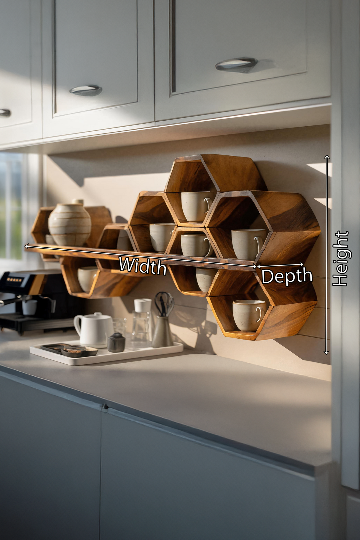 Mid Century Hexagonal Shelf For Furniture Display