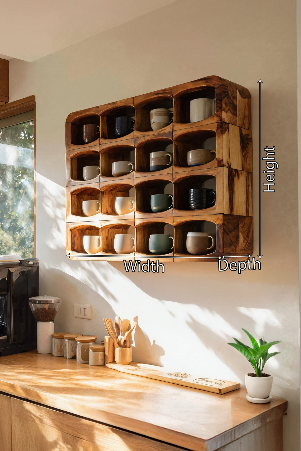 Handcrafted Wall-Mounted Kitchen Rack For Pantry Styling